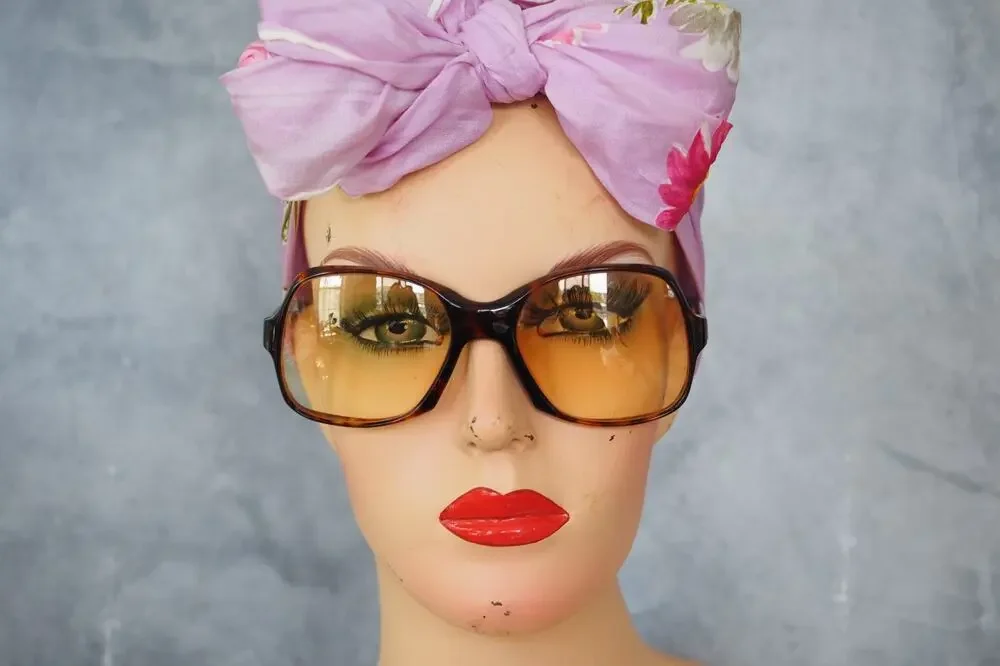 1970s Sunglasses France Yellow Lens Vintage Glam retro Grandma Chic Size 54-19